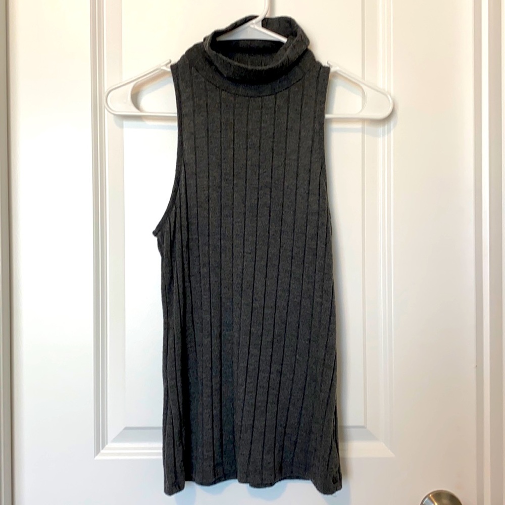 BP Sleeveless Ribbed Gray Turtleneck Sweater Tank